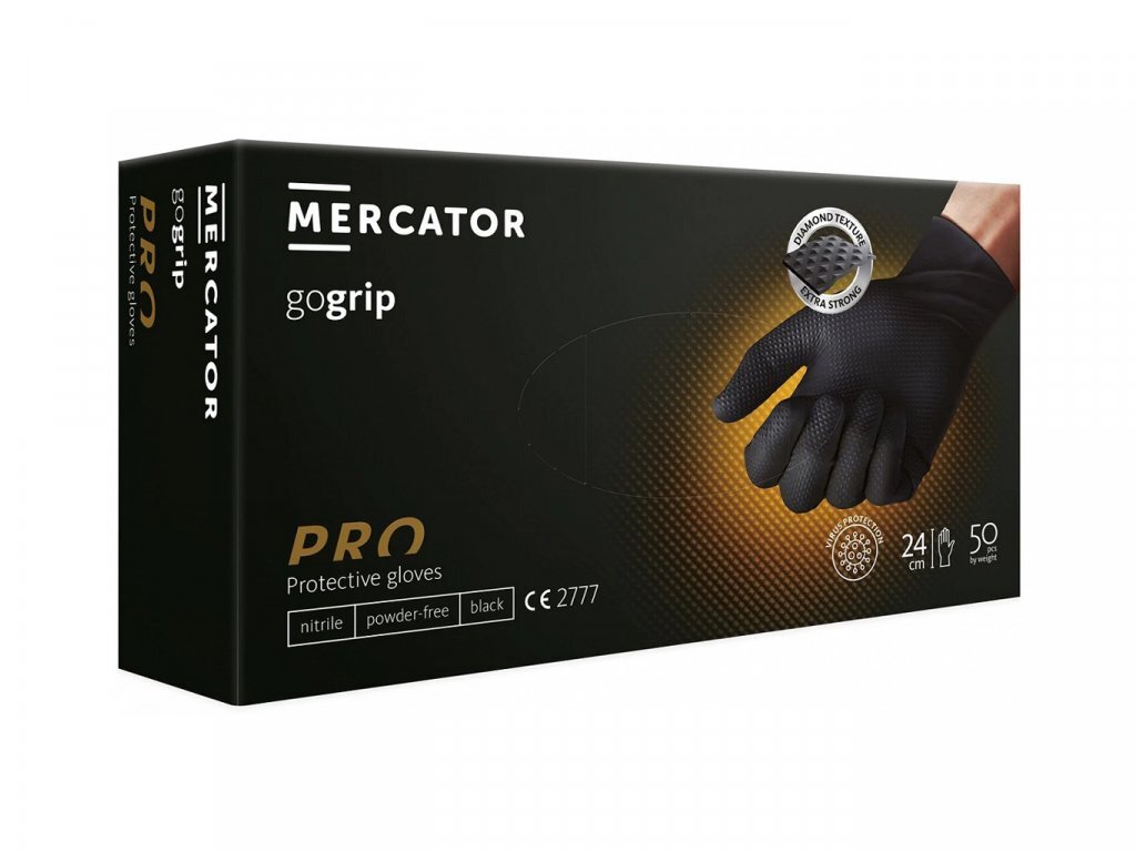 Nepudrované nitrilové rukavice MERCATOR gogrip (black)
